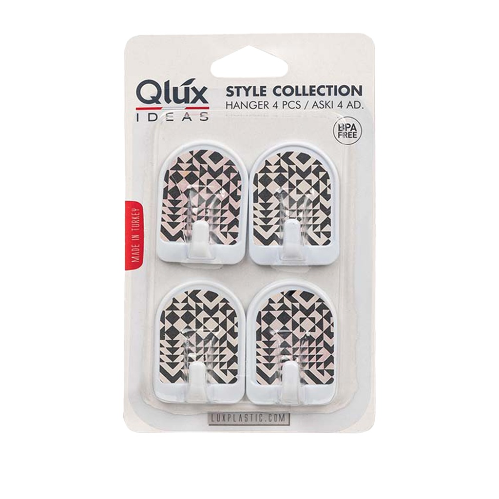 Set 4 ganchos adh. plástico BN