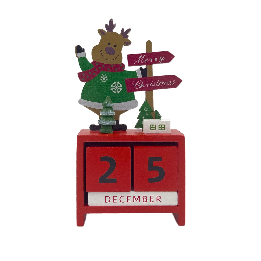Calendario navidad reno madera 7,2x14cm