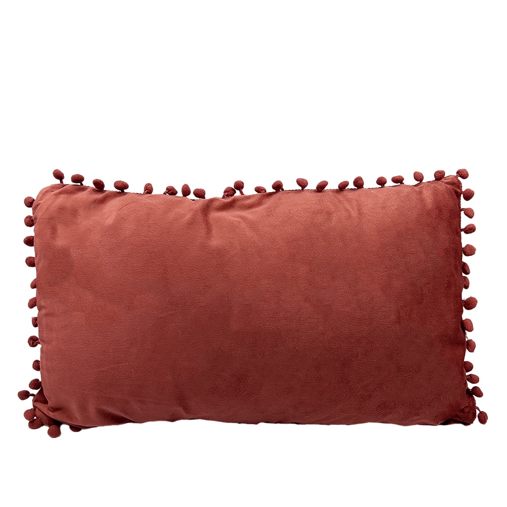 Cojín 30x50cm pompom ciruela