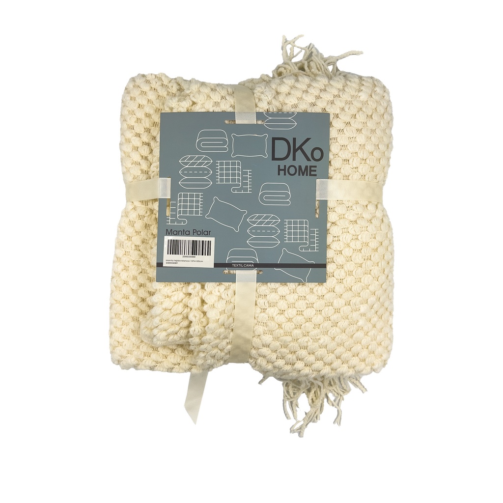 Manta 127x125cm tejida blanco