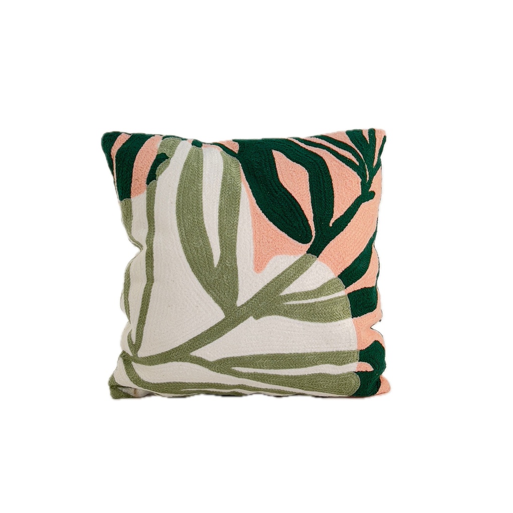 Cojín 45x45cm bordado hojas