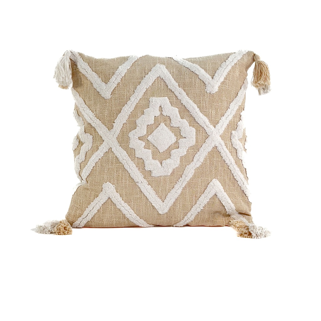 Cojín 45x45cm rombos crudo