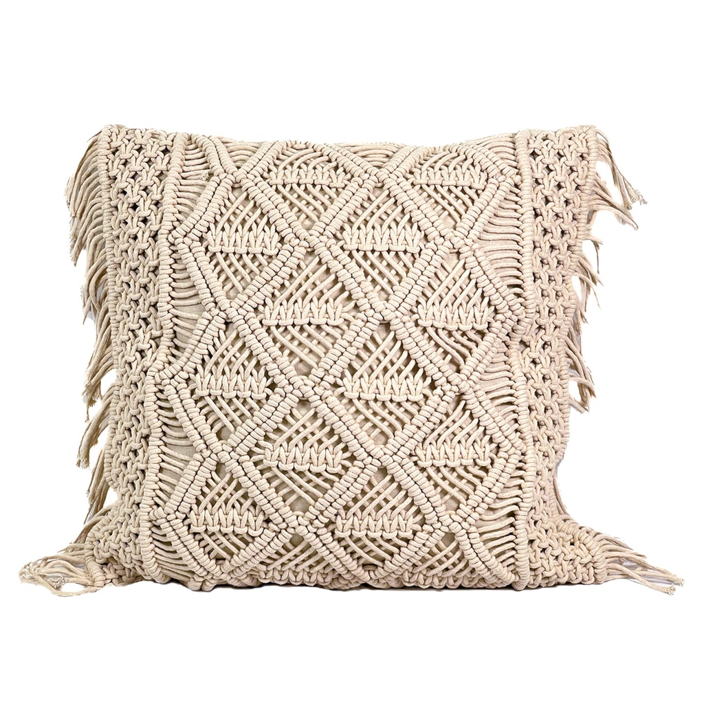 Cojín 45x45cm macrame crudo