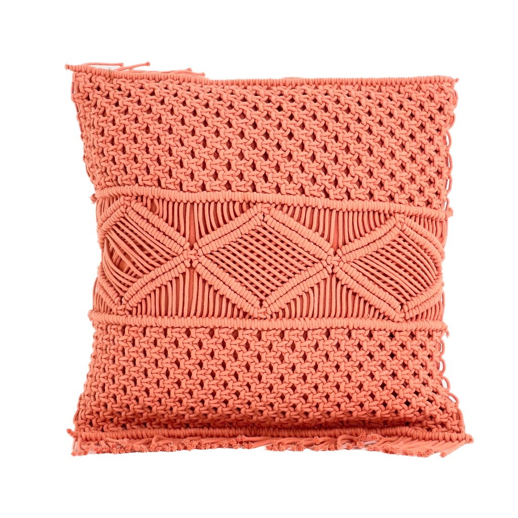 Cojín 45x45cm macrame rosado