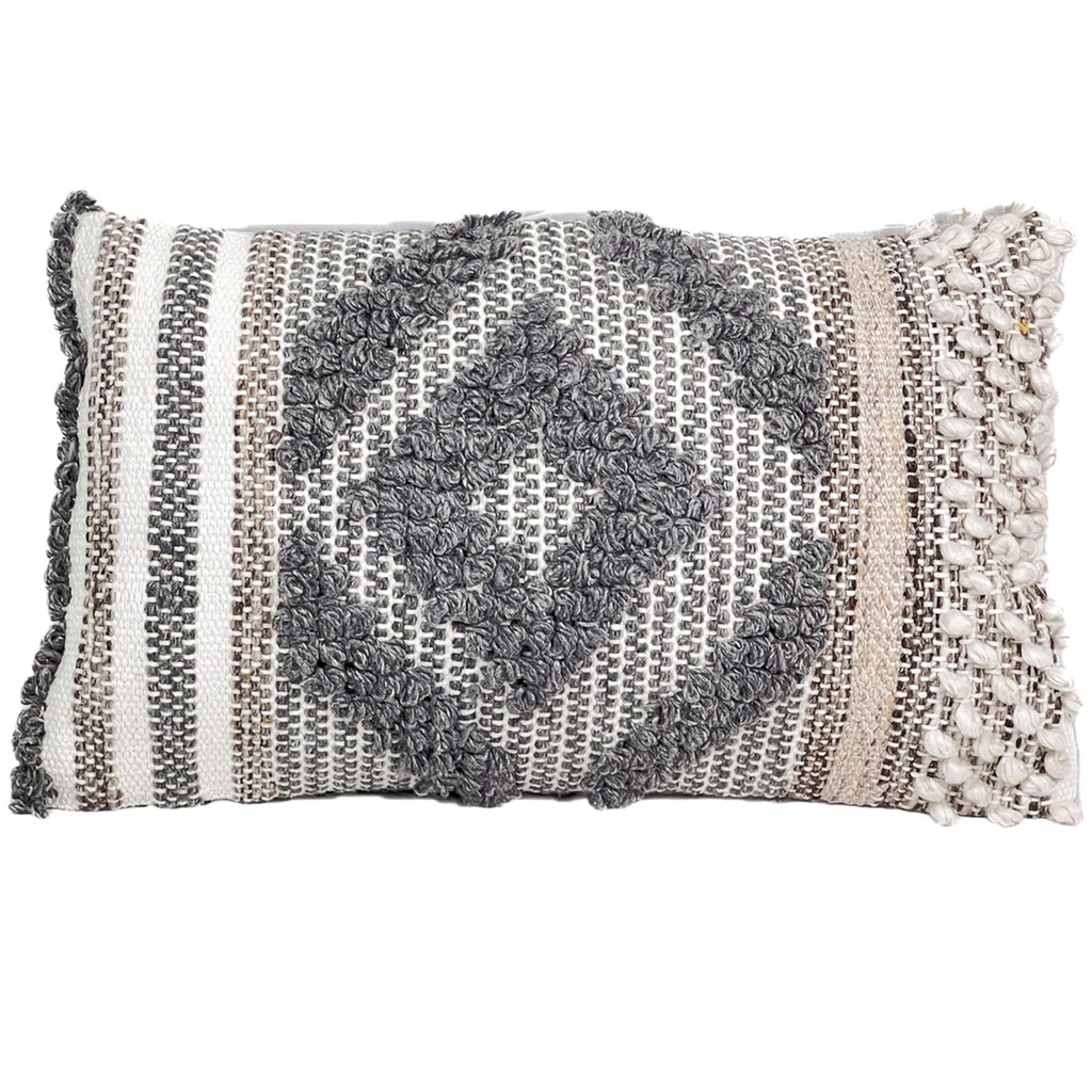 Cojín 30x50cm rombo tejido gris