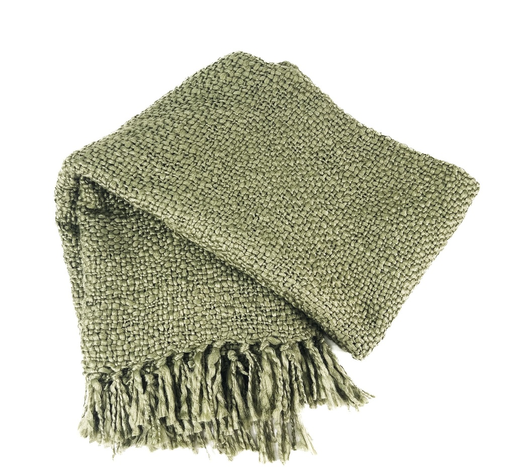 Manta 130x170cm verde con flecos