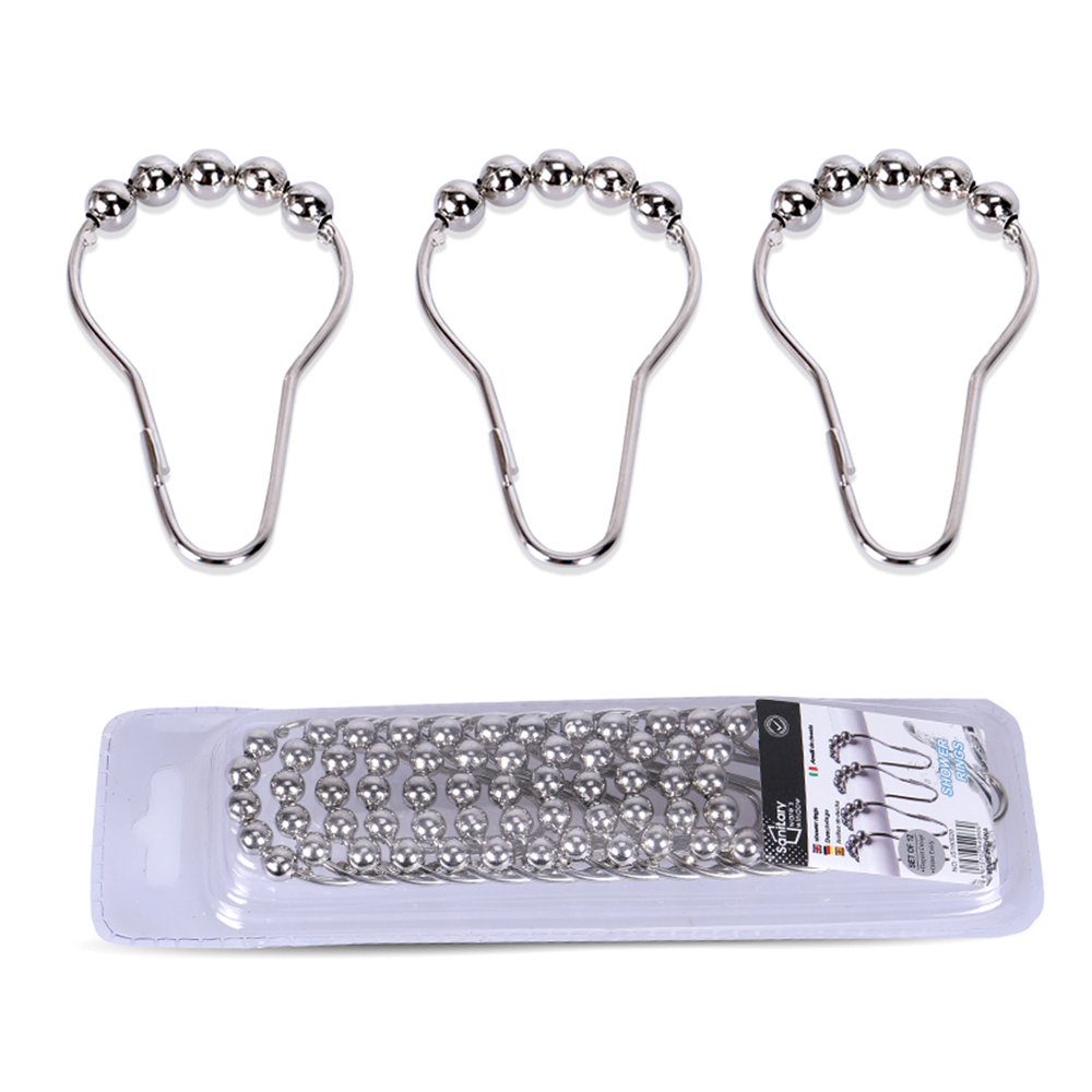 Ganchos cortina baño metálicos - set de 12