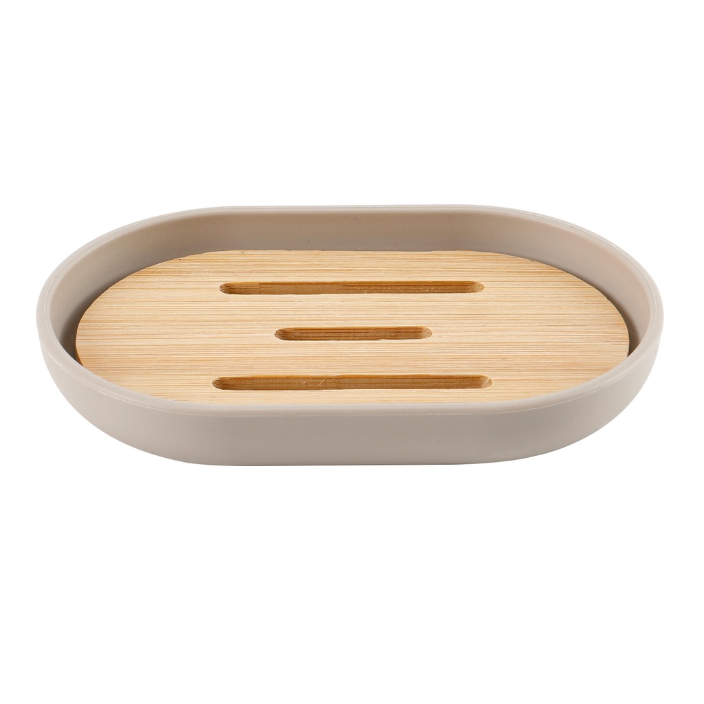 Jabonera plástico beige bambú