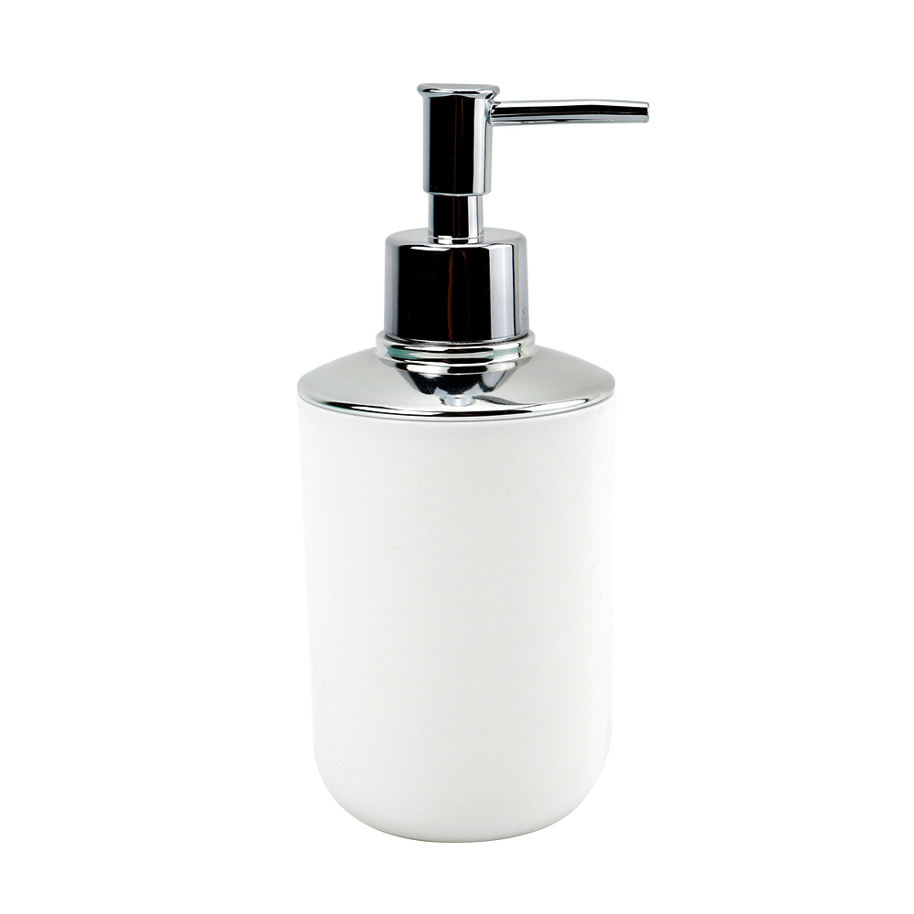 Dispensador jabón plástico plateado blanco