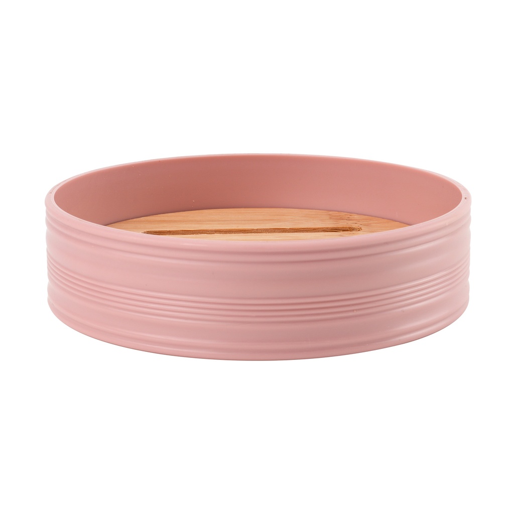 Jabonera plástico estriado rosado bambú