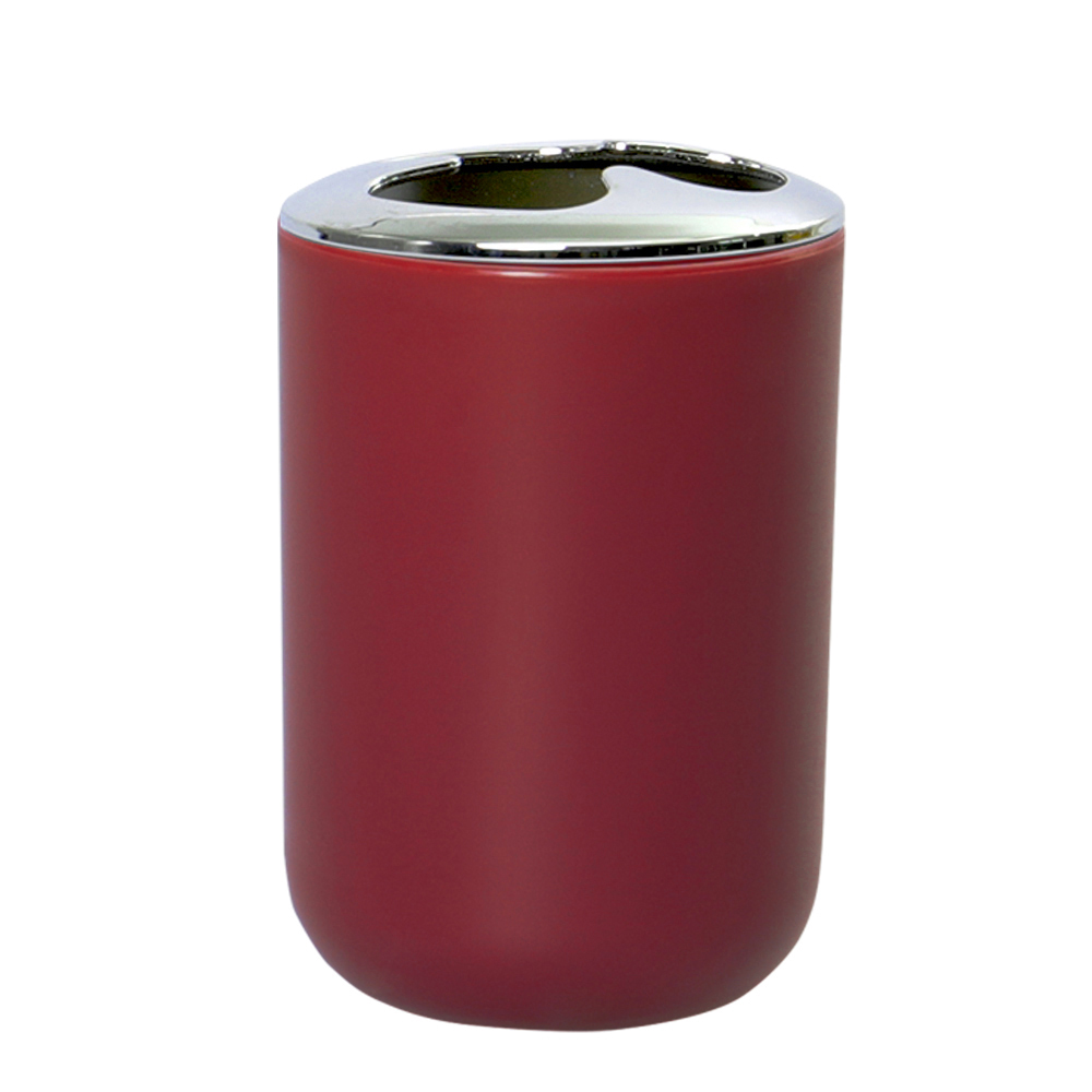 Porta cepillo dientes plástico plateado burdeo