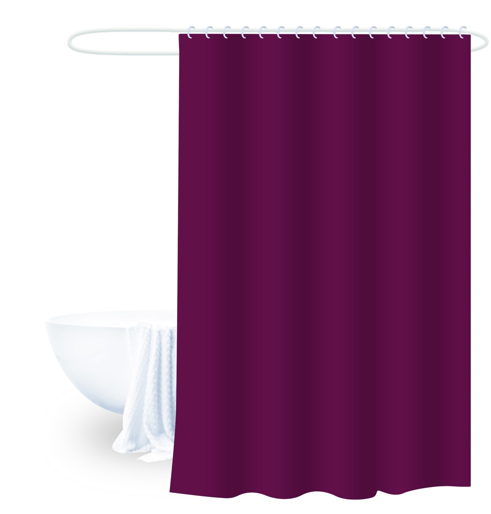 Cortina baño burdeo liso 180x180cm