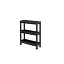 Carro plástico negro 3 niveles 37x24,5x65,7cm