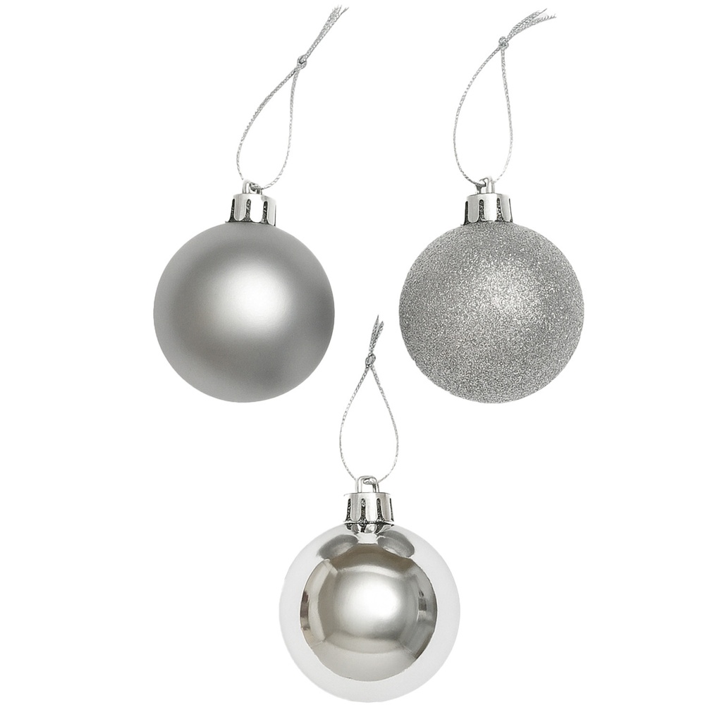 Bola navidad 8cm 12pcs plateado
