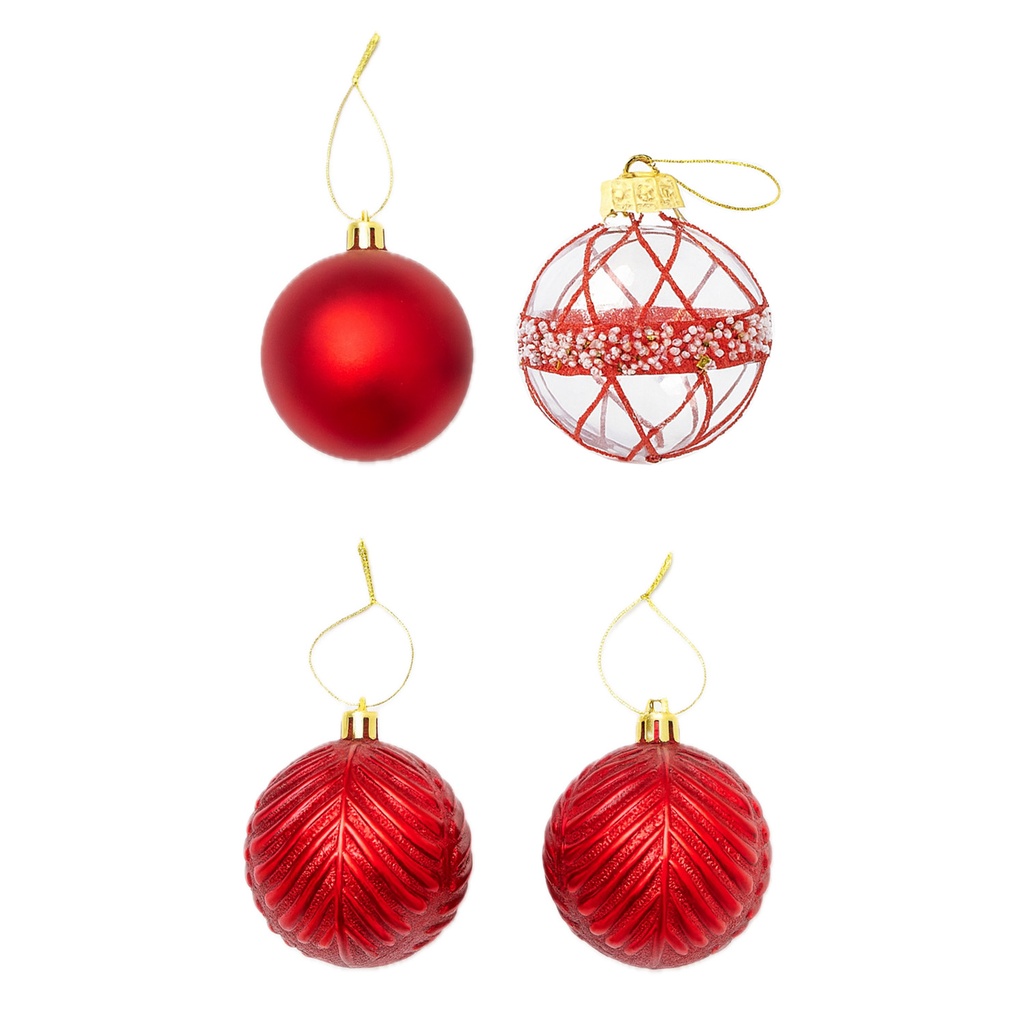 Bola navidad 8cm 12pcs rojo