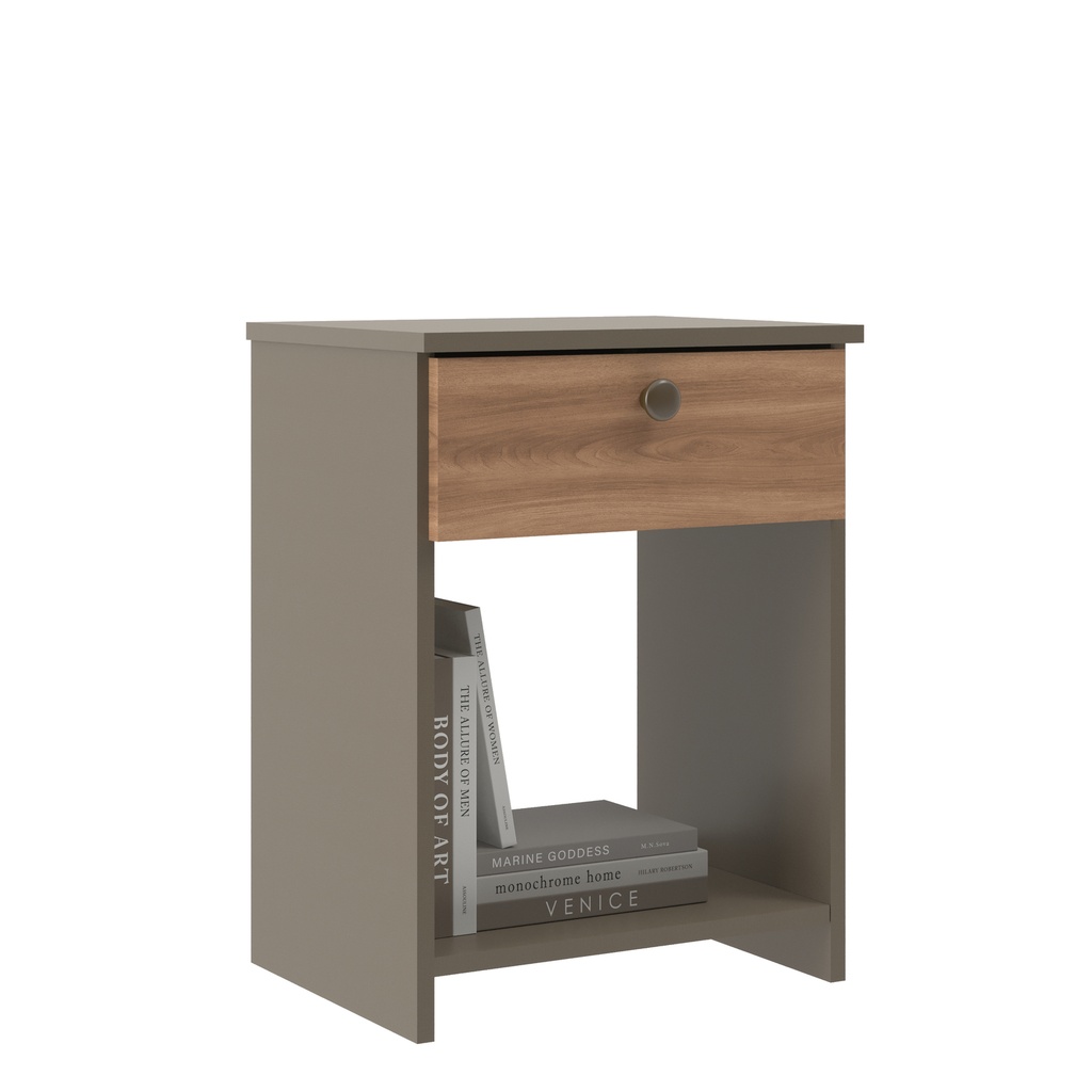 Velador 1 cajon Damasco/Nogal