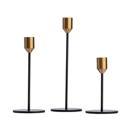 [230029914] Set 3 candelabros negro/dorado