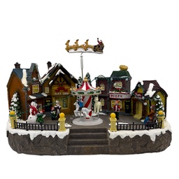 [230030621] Casa navidad con luz y sonido 35cm trineo