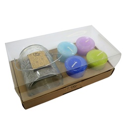 [230032181] Vela candelabro vidrio 8cm set 4