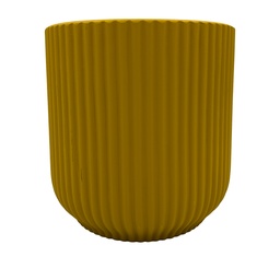 [230033105] Macetero cerámica 14cm ranurado mostaza