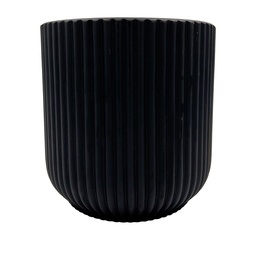 [230033108] Macetero cerámica 14cm ranurado negro