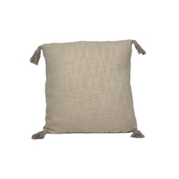 [230033805] Cojín 45x45cm tejido con borlas crudo