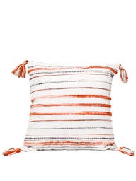 [230034236] Cojín 45x45cm tejido bicolor naranjo con borlas