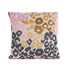 [230034238] Cojín 45x45cm print bordado dorado rosado