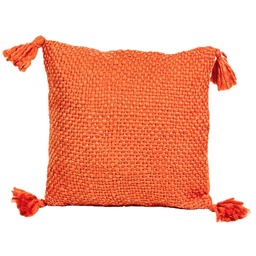 [230034246] Cojín 40x40cm naranjo con borlas