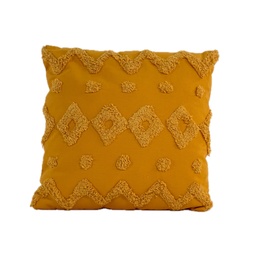 [230034258] Cojín 45x45cm algodón textura amarillo