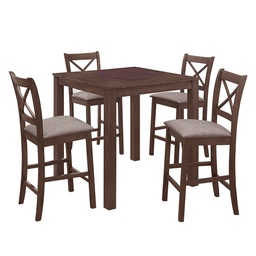 [230036986] Juego Comedor bar 4 sillas Amberes café