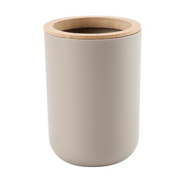 [230038733] Porta cepillo dientes plástico beige bambú