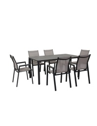 [230041020] Juego comedor terraza 6 sillas Ely negro