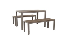 [230041021] Juego comedor terraza 2 bancos Elko champagne