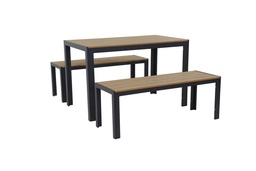 [230041022] Juego comedor terraza 2 bancos Elko gris oscuro