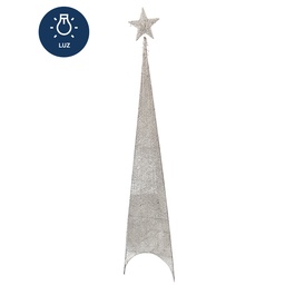 [230042198] Figura navideña 180cm 100 luces LED árbol triangular plateado