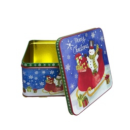 [230042503] Caja lata navidad cuadrada mono nieve 17cm