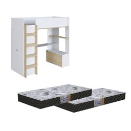 [230045058] Cama elevada multifuncional c/ 2 colchónes Supreme D23 1 plaza